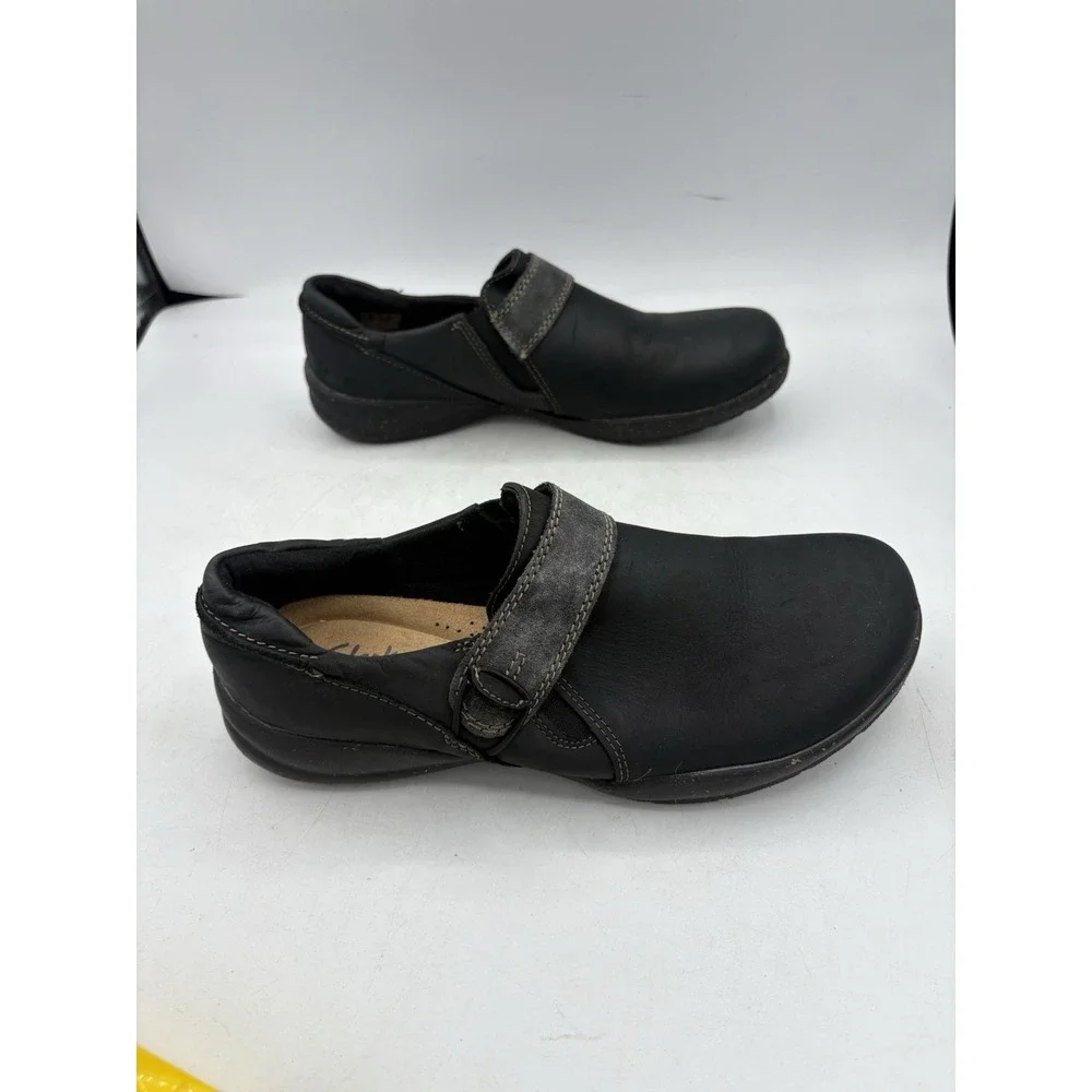 Clarks Collection Shoes Womens Size 8.5 M Comfort Roseville Dot Loafer Black
